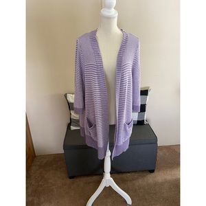 Sonoma Purple Striped Cardigan Sweater Size 1X